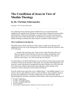 The Crucifixion of Jesus in View of Muslim Theology by Dr