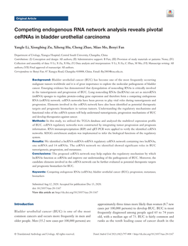 Competing Endogenous RNA Network Analysis Reveals Pivotal Cernas in Bladder Urothelial Carcinoma