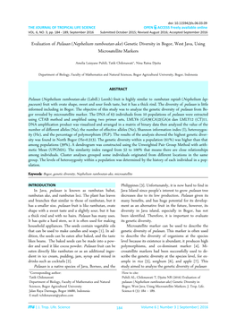 (Nephelium Ramboutan-Ake) Genetic Diversity in Bogor, West Java, Using Microsatellite Markers