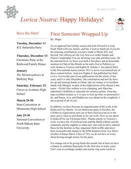 Lorica Nostra: Happy Holidays! ​ ​