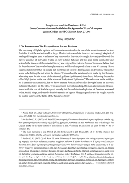 Brogitaros and the Pessinus-Affair Some Considerations on the Galatian Background of Cicero’S Lampoon Against Clodius in 56 BC (Harusp