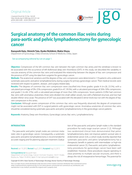 Surgical Anatomy of the Common Iliac Veins During Para-Aortic and Pelvic Lymphadenectomy for Gynecologic Cancer