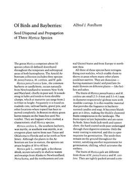 Seed Dispersal and Propagation of Three Myrica Species