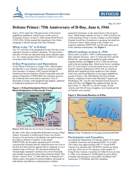 Defense Primer: 75Th Anniversary of D-Day, June 6, 1944