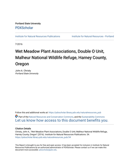 Wet Meadow Plant Associations, Double O Unit, Malheur National Wildlife Refuge, Harney County, Oregon
