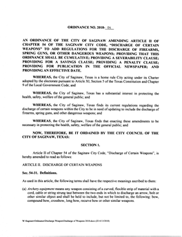 An Ordinance of the City of Saginaw Amending Article Ii Of