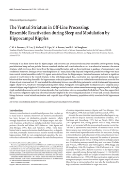 The Ventral Striatum in Off-Line Processing: Ensemble Reactivation During Sleep and Modulation by Hippocampal Ripples