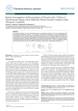 Kinetic Investigation of Nitroarylation of Pyrrole with 1-Chloro-4