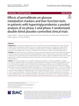 Effects of Pemafibrate on Glucose Metabolism Markers and Liver