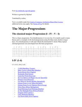 The Major-Progressions the Classical Major-Progression (I - IV - V - I)