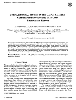 Cytotaxonomical Studies on the Caltha Palustris Complex (Ranunculaceae) in Poland