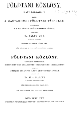 Földtani Közlemény 31. Köt. 1901. 1-4. Füzet