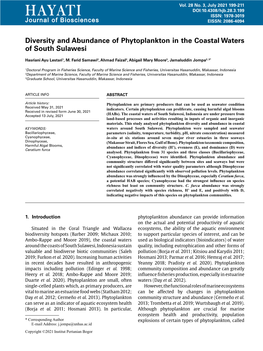 H a Y at I ISSN: 1978-3019 Journal of Biosciences EISSN: 2086-4094