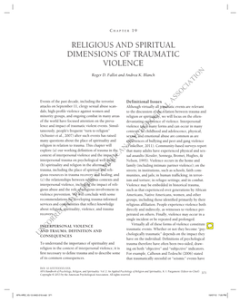 Religious and Spiritual Dimensions of Traumatic Violence