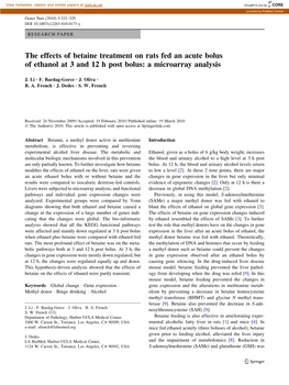 The Effects of Betaine Treatment on Rats Fed an Acute Bolus of Ethanol at 3 and 12 H Post Bolus: a Microarray Analysis