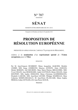 Sénat Proposition De Résolution Européenne