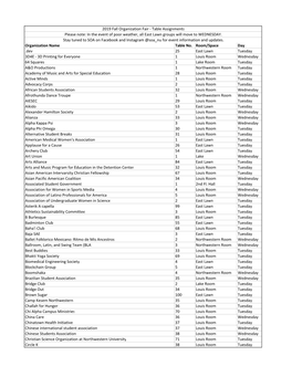 2019 Fall Org Fair Table Assignments.Xlsx