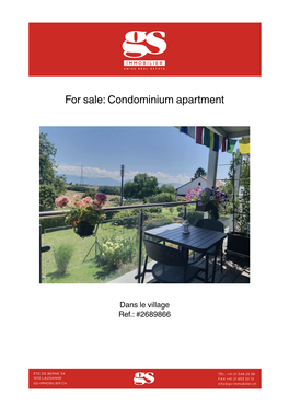 For Sale: Condominium Apartment