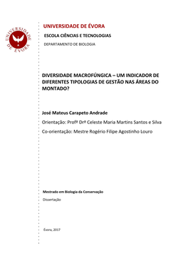 Diversidade Macrofúngica – Um Indicador De Diferentes Tipologias De Gestão Nas Áreas Do Montado?