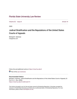 Judical Stratification and the Reputations of the United States Courts of Appeals