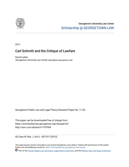 Carl Schmitt and the Critique of Lawfare