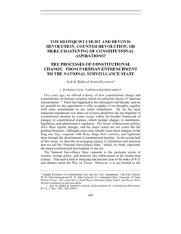 The Rehnquist Court and Beyond: Revolution, Counter-Revolution, Or Mere Chastening of Constitutional Aspirations?