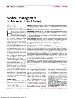 Medical Management of Advanced Heart Failure