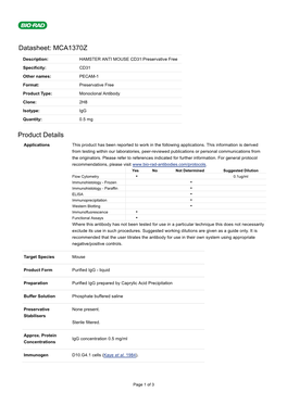 Datasheet: MCA1370Z Product Details