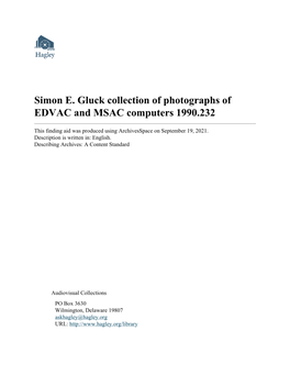 Simon E. Gluck Collection of Photographs of EDVAC and MSAC Computers 1990.232