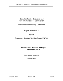 Wireless E9-1-1 Phase II Stage 2 Feature Analysis ______