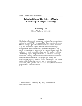 Polarized China: the Effect of Media Censorship on People’S Ideology