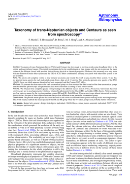 Taxonomy of Trans-Neptunian Objects and Centaurs As Seen from Spectroscopy? F