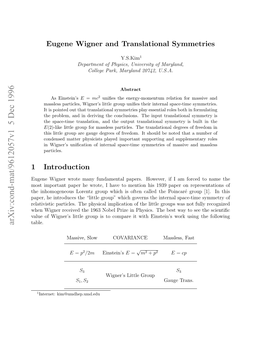 Eugene Wigner and Translational Symmetries