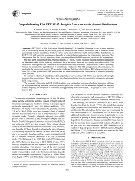 Diopside-Bearing EL6 EET 90102: Insights from Rare Earth Element Distributions