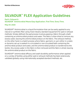 SILVADUR™ Application Guidelines