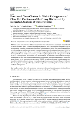 Functional Gene Clusters in Global Pathogenesis of Clear Cell Carcinoma of the Ovary Discovered by Integrated Analysis of Transcriptomes