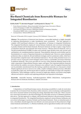 Bio-Based Chemicals from Renewable Biomass for Integrated Bioreﬁneries