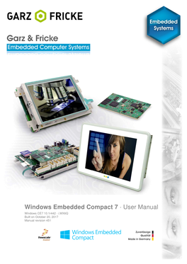 Windows Embedded Compact 7 · User Manual Windows CE7 10.1R442 · I.MX6Q Built on October 20, 2017 Manual Revision 451 Windows CE7 10.1R442 · I.MX6 · User Manual