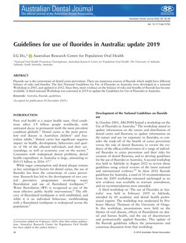 Australian Dental Journal the Ofﬁcial Journal of the Australian Dental Association Australian Dental Journal 2020; 65: 30–38