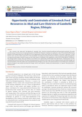 Opportunity and Constraints of Livestock Feed Resources in Abol and Lare Districts of Gambella Region, Ethiopia