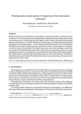 Pointing Task on Smart Glasses: Comparison of Four Interaction Techniques