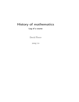 History of Mathematics Log of a Course