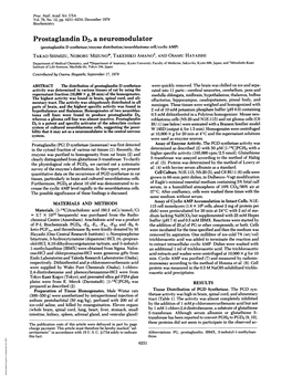 Prostaglandin D2, a Neuromodulator