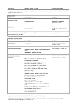 2016-2019 Shetland Islands Council Section 18: Schedule