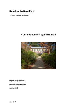 Nobelius Heritage Park Conservation Management Plan