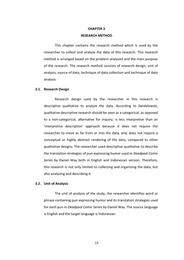 CHAPTER 3 RESEARCH METHOD This Chapter Contains the Research Method Which Is Used by the Researcher to Collect and Analyze the D