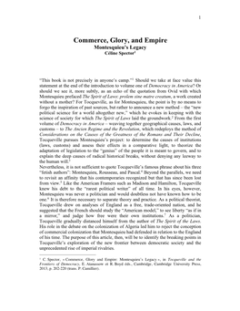 Commerce, Glory, and Empire Montesquieu’S Legacy Céline Spector1