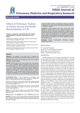 Effects of Pulmonary Nodules on Patient Anxiety and Health-Related Quality of Life