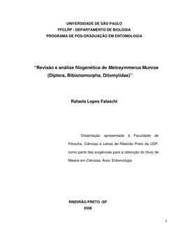 Revisão E Análise Filogenética De Melosymmerus Munroe (Diptera, Bibionomorpha, Ditomyiidae)”