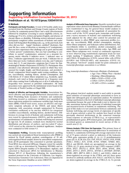 Supporting Information Supporting Information Corrected September 30, 2013 Fredrickson Et Al